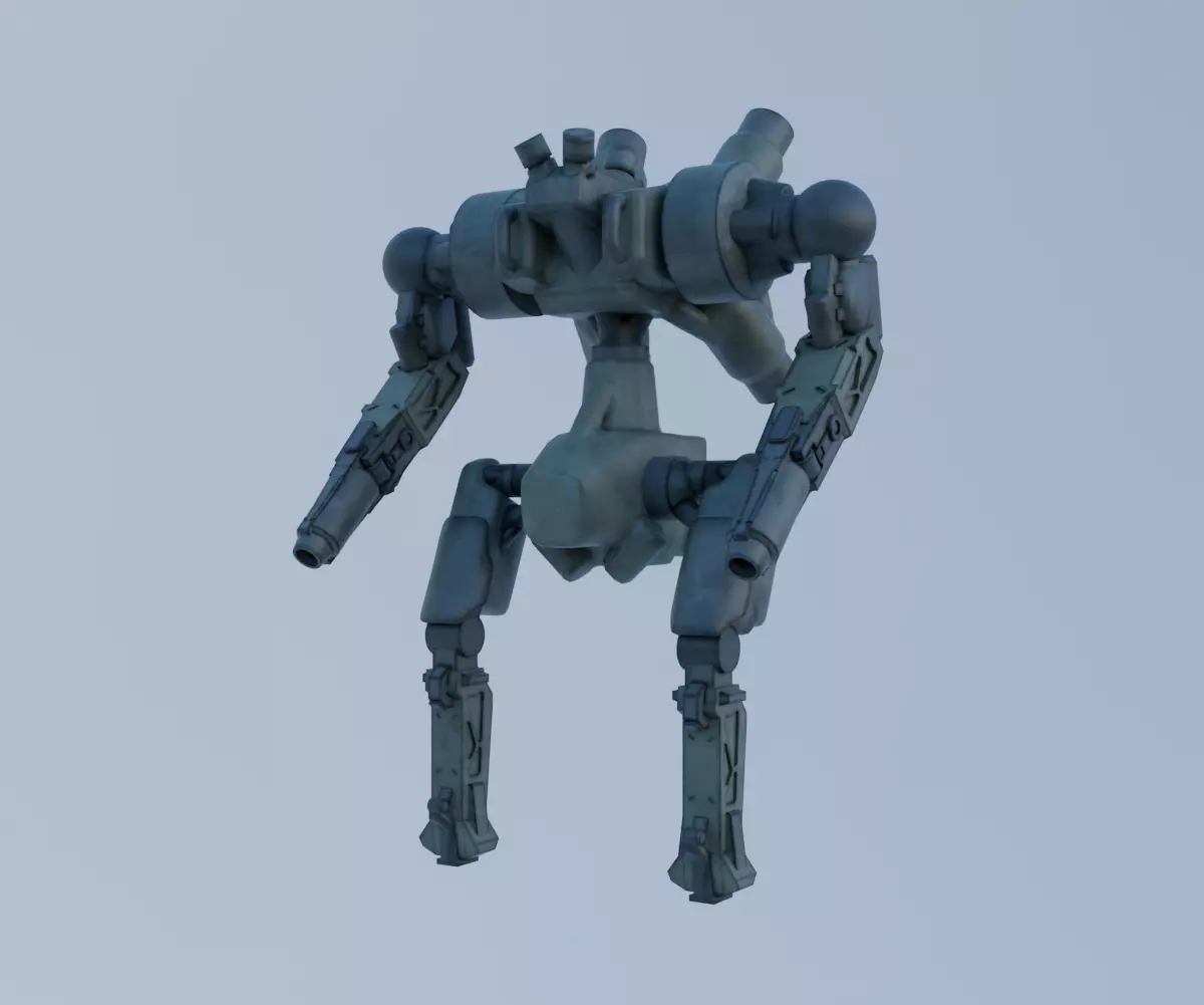Military Mecha - Prototype 001 Low-poly 3D model_5