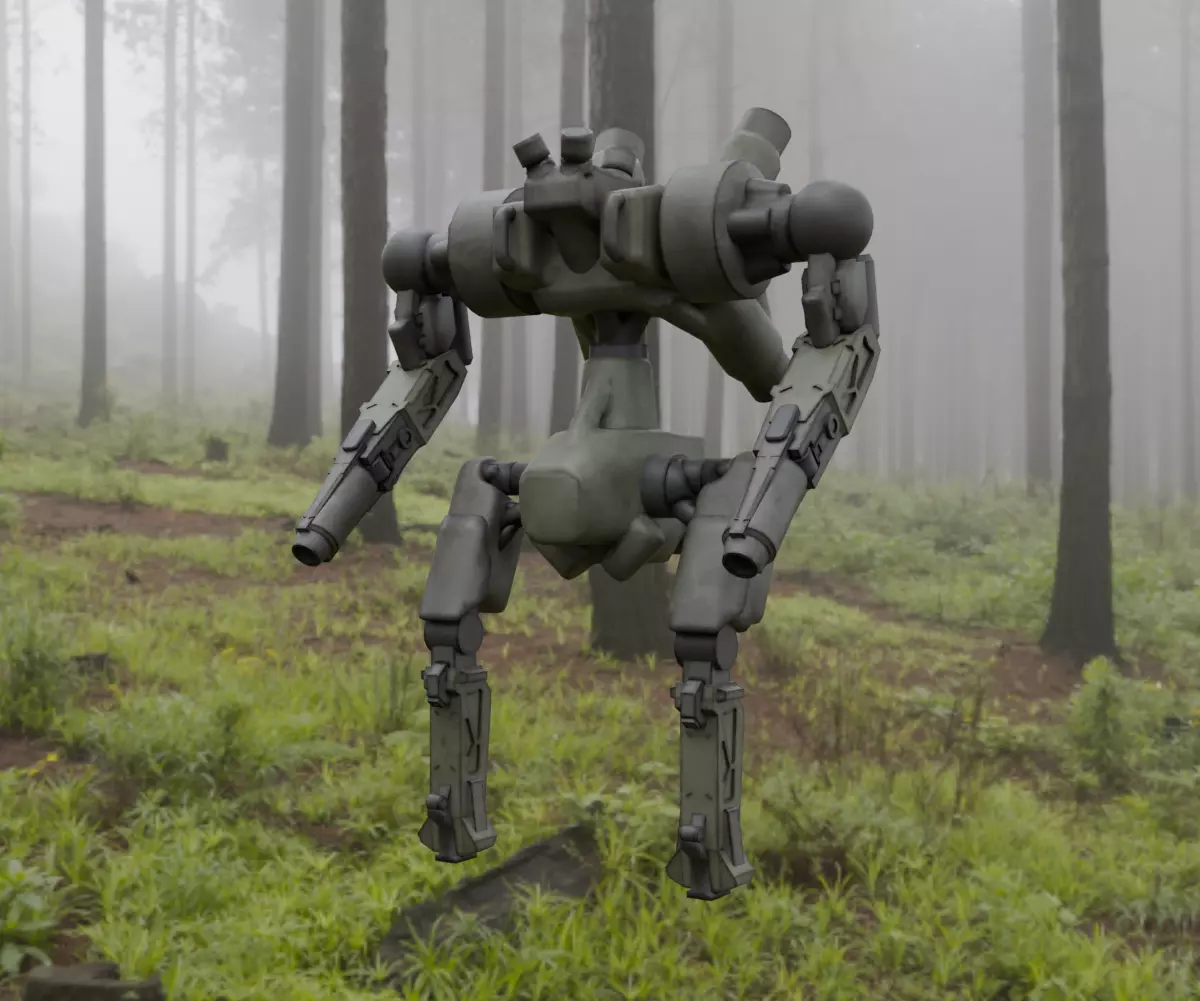 Military Mecha - Prototype 001 Low-poly 3D model_12