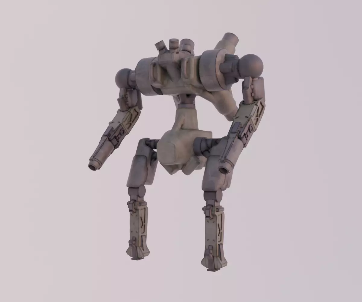 Military Mecha - Prototype 001 Low-poly 3D model_8