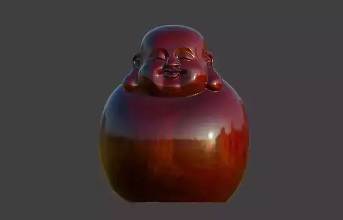 Round sculpture of Maitreya Buddha woodcarving ornaments