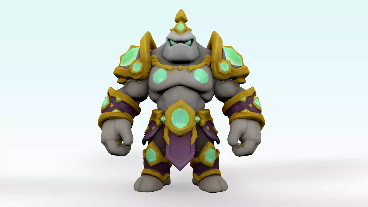 Stylized Fantasy Golem Guardian 3D Model Terra Golem Titan Low-poly 3D model_1