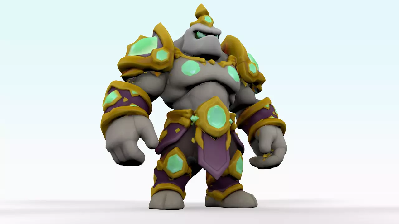 Stylized Fantasy Golem Guardian 3D Model Terra Golem Titan Low-poly 3D model_2