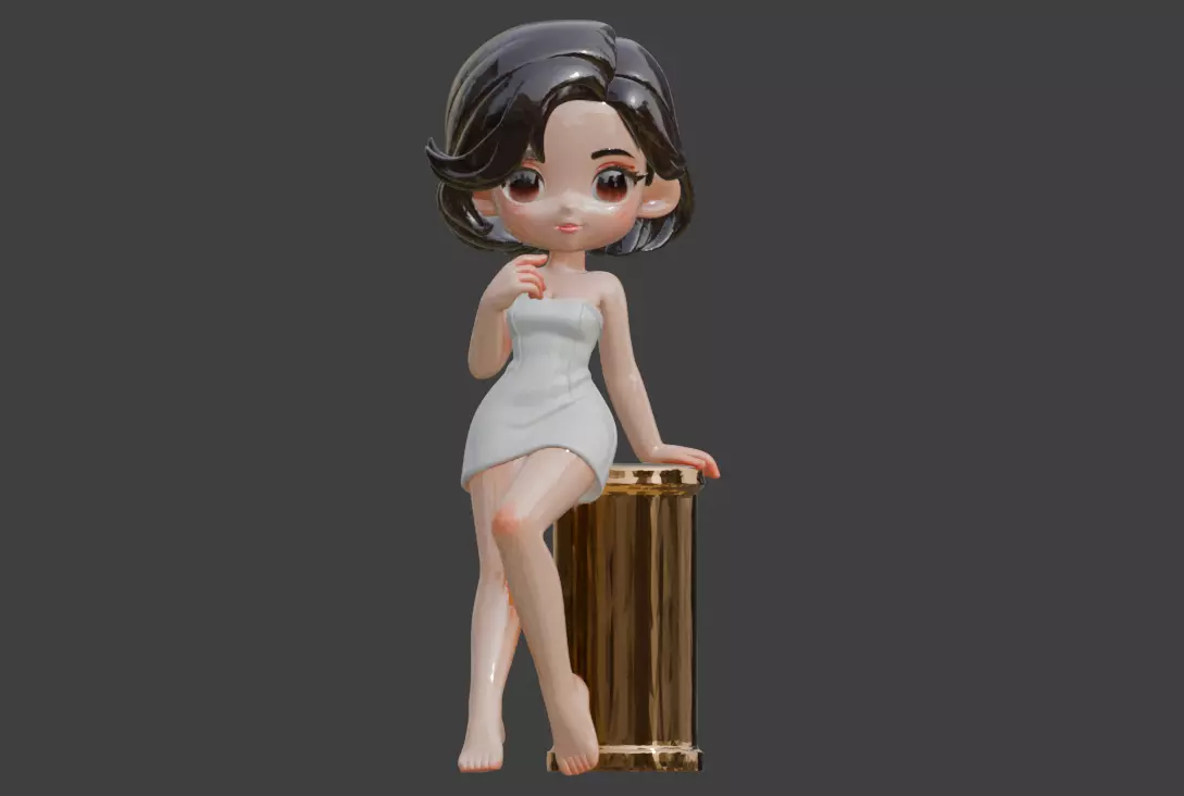 Figurine IP character girl card figurine ornament 3D print model_0