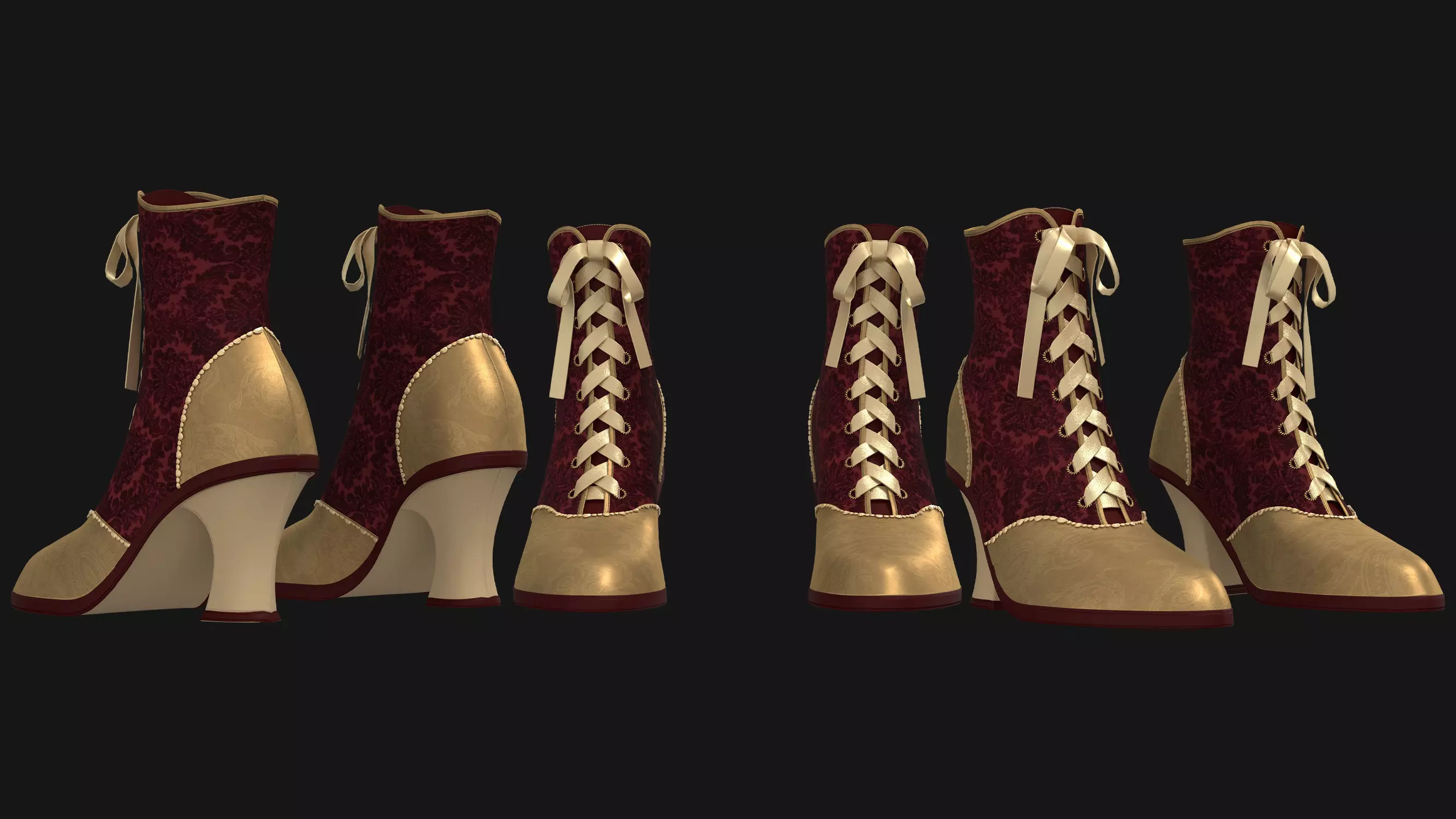 3 Female Medieval Dress-E  3D Model Collection_16