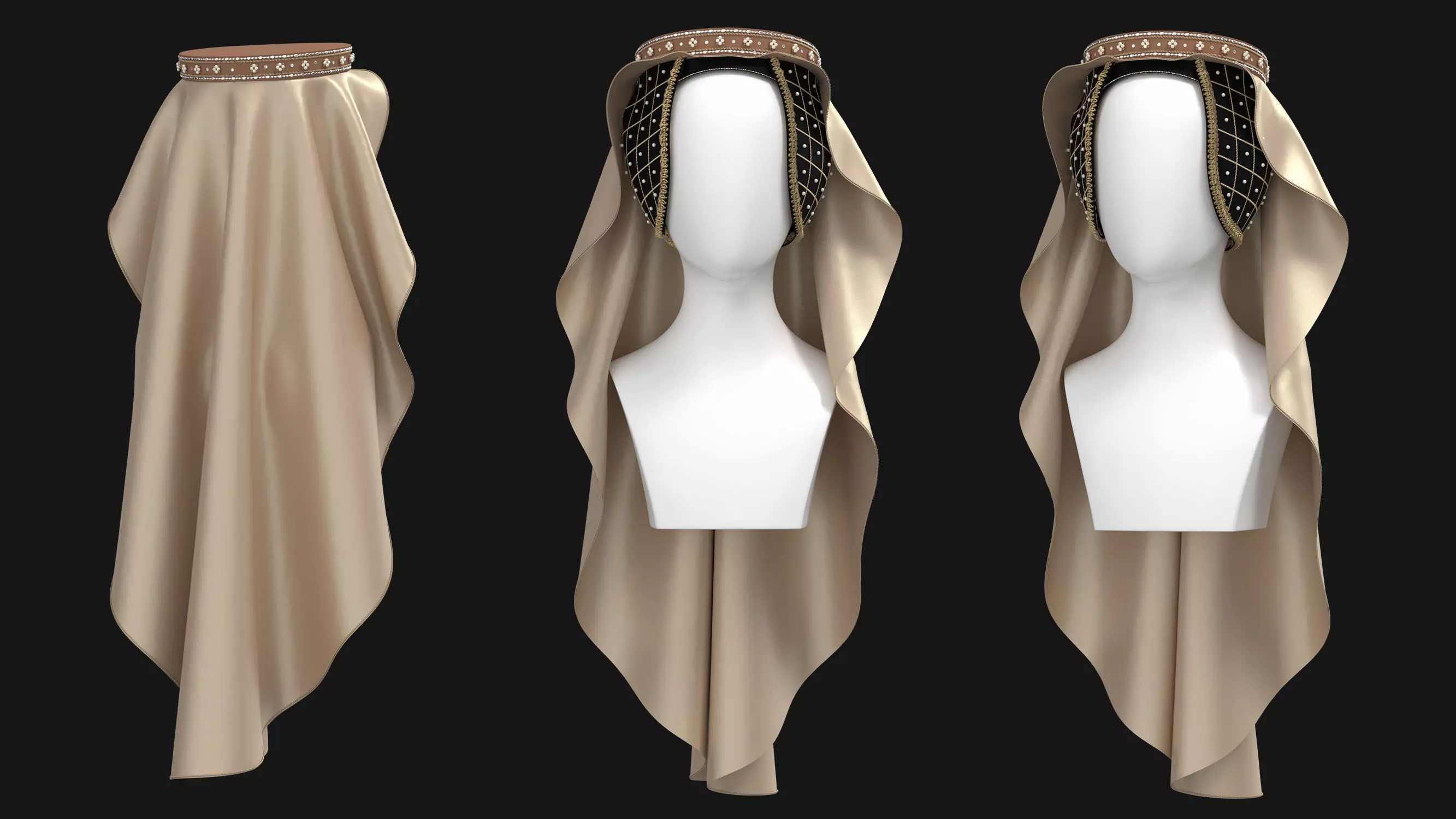 3 Female Medieval Dress-E  3D Model Collection_9