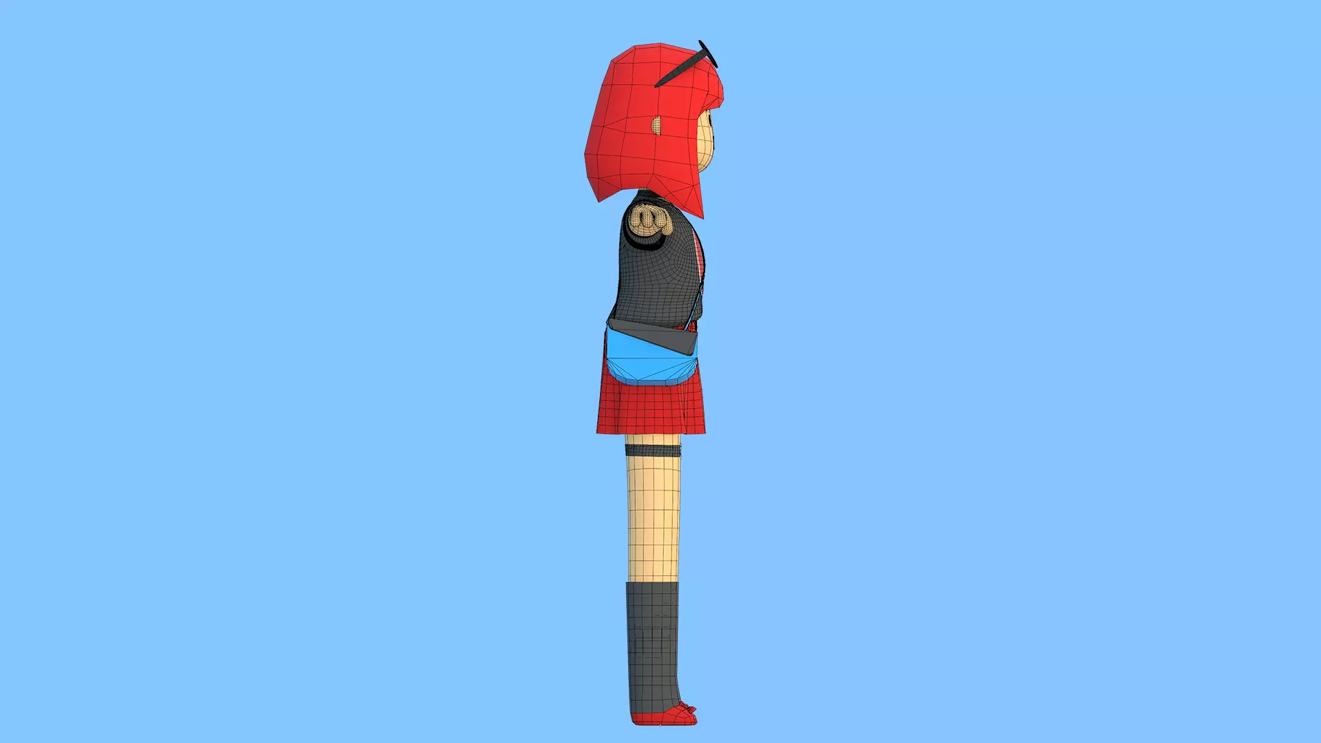 Minimal Cartoon Female Character Low-poly 3D model_33