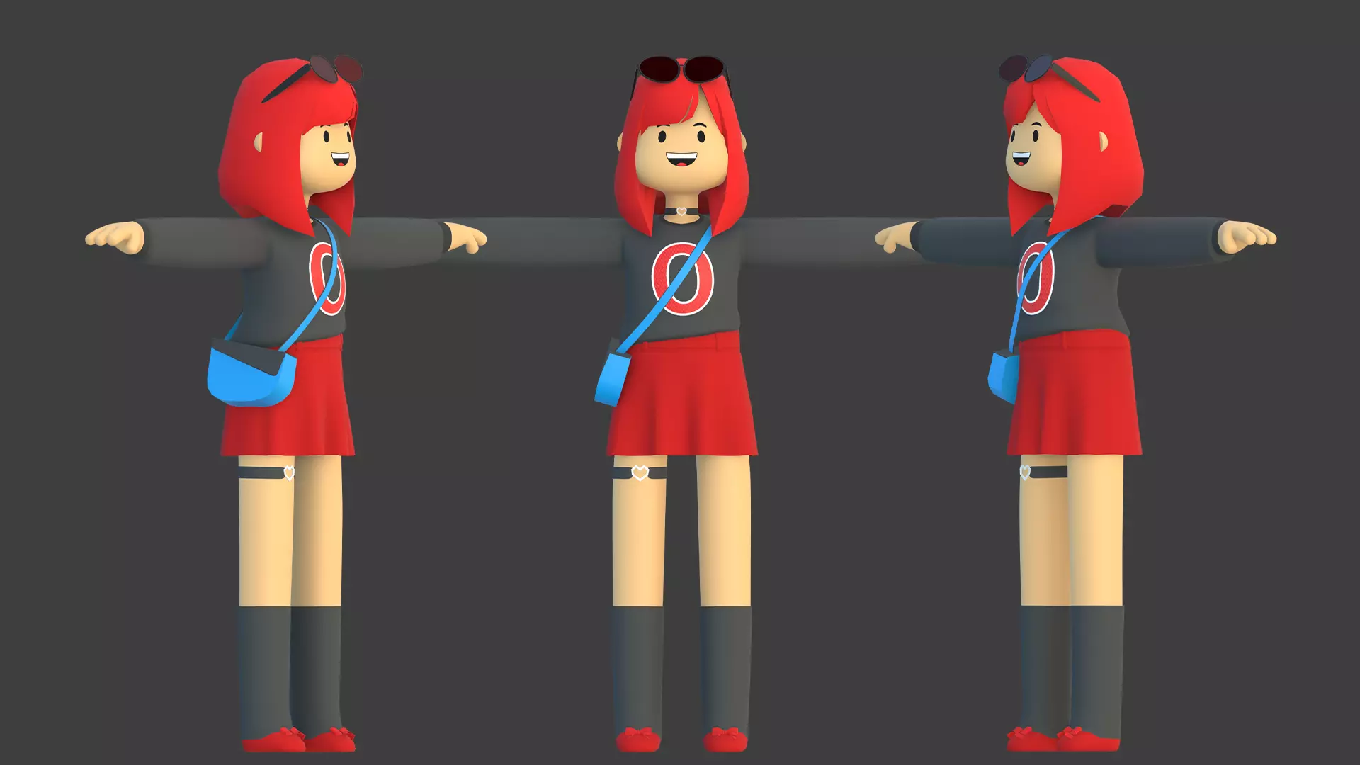 Minimal Cartoon Female Character Low-poly 3D model_4