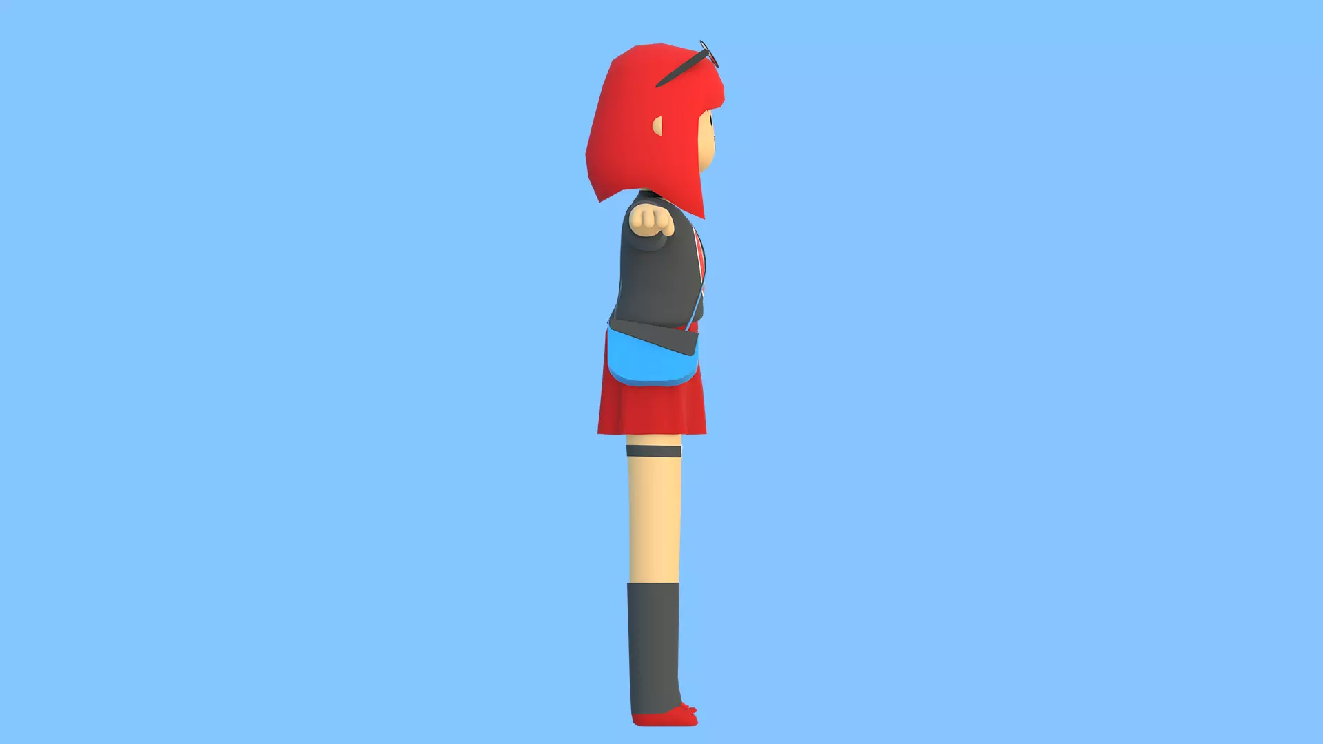 Minimal Cartoon Female Character Low-poly 3D model_15