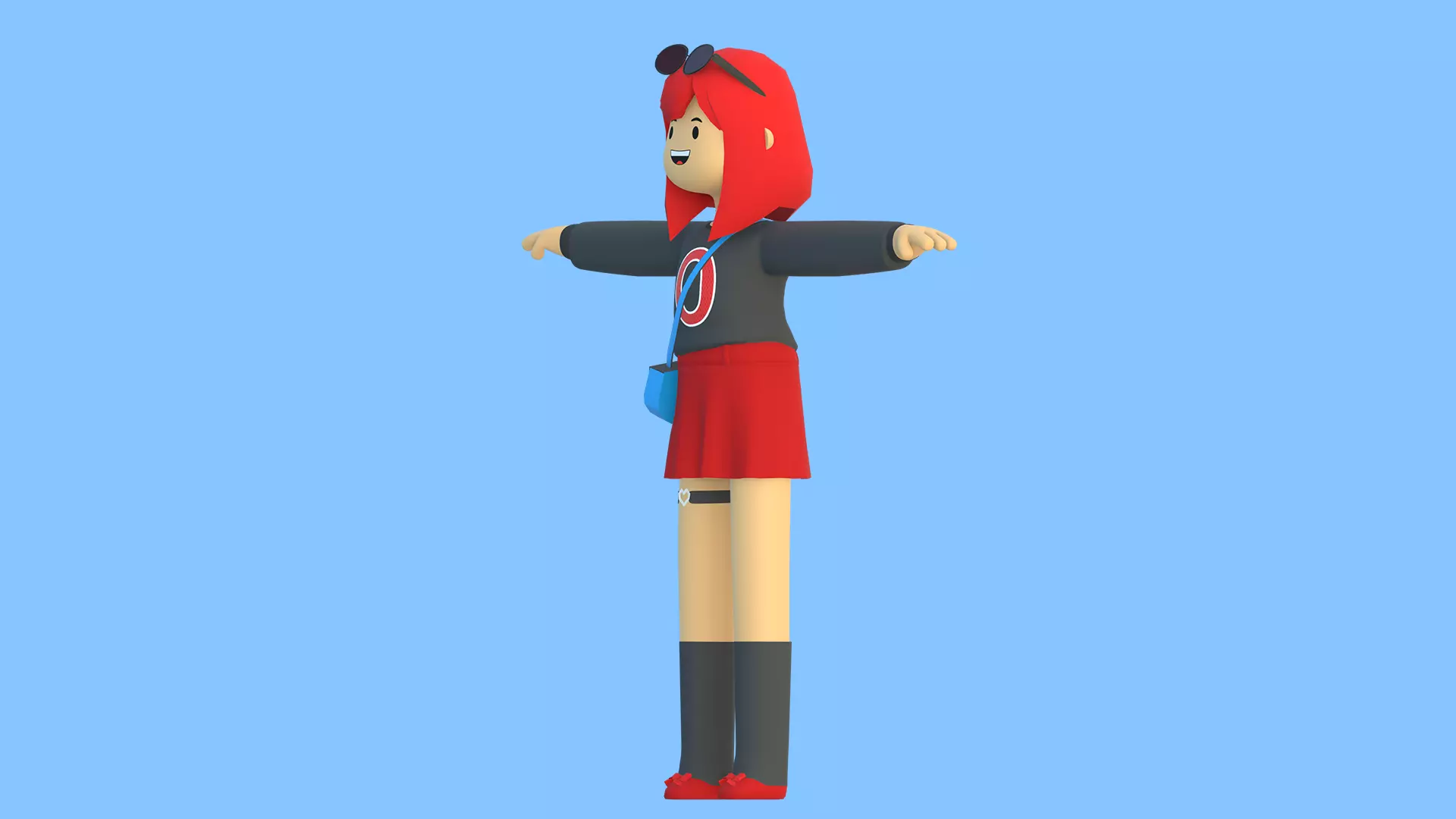 Minimal Cartoon Female Character Low-poly 3D model_19