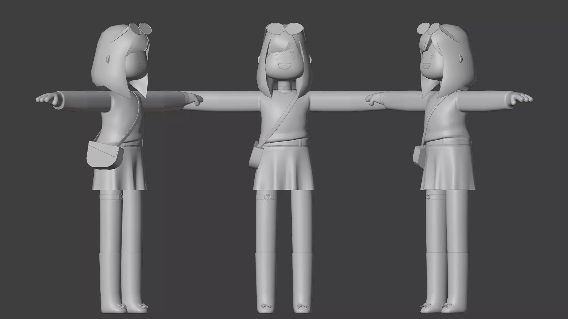 Minimal Cartoon Female Character Low-poly 3D model_6