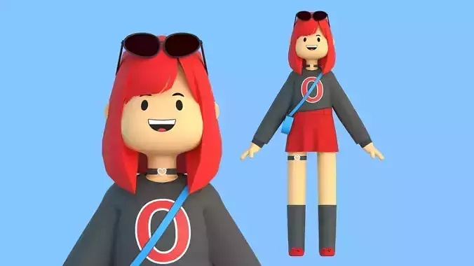 Minimal Cartoon Female Character Low-poly 3D model Minimal Cartoon Female Character Low-poly 3D model