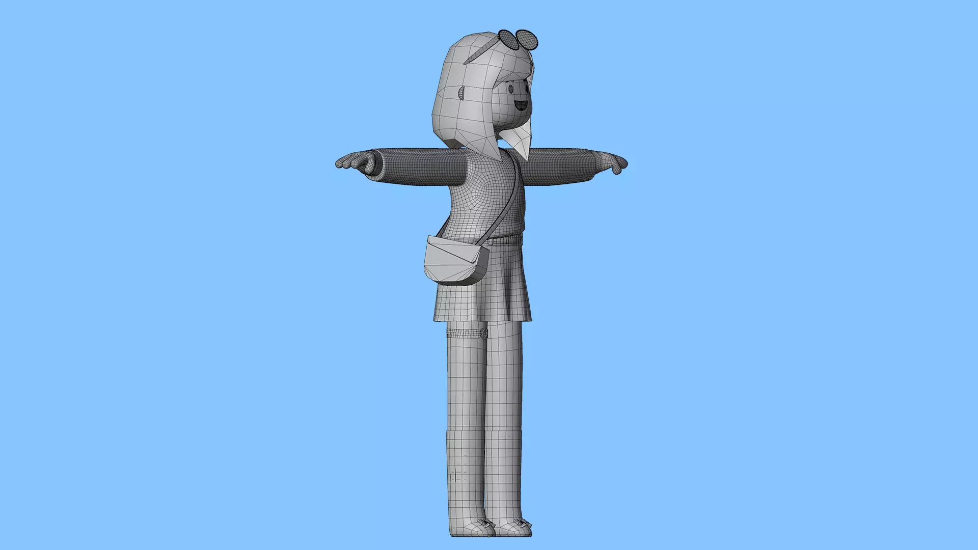Minimal Cartoon Female Character Low-poly 3D model_30