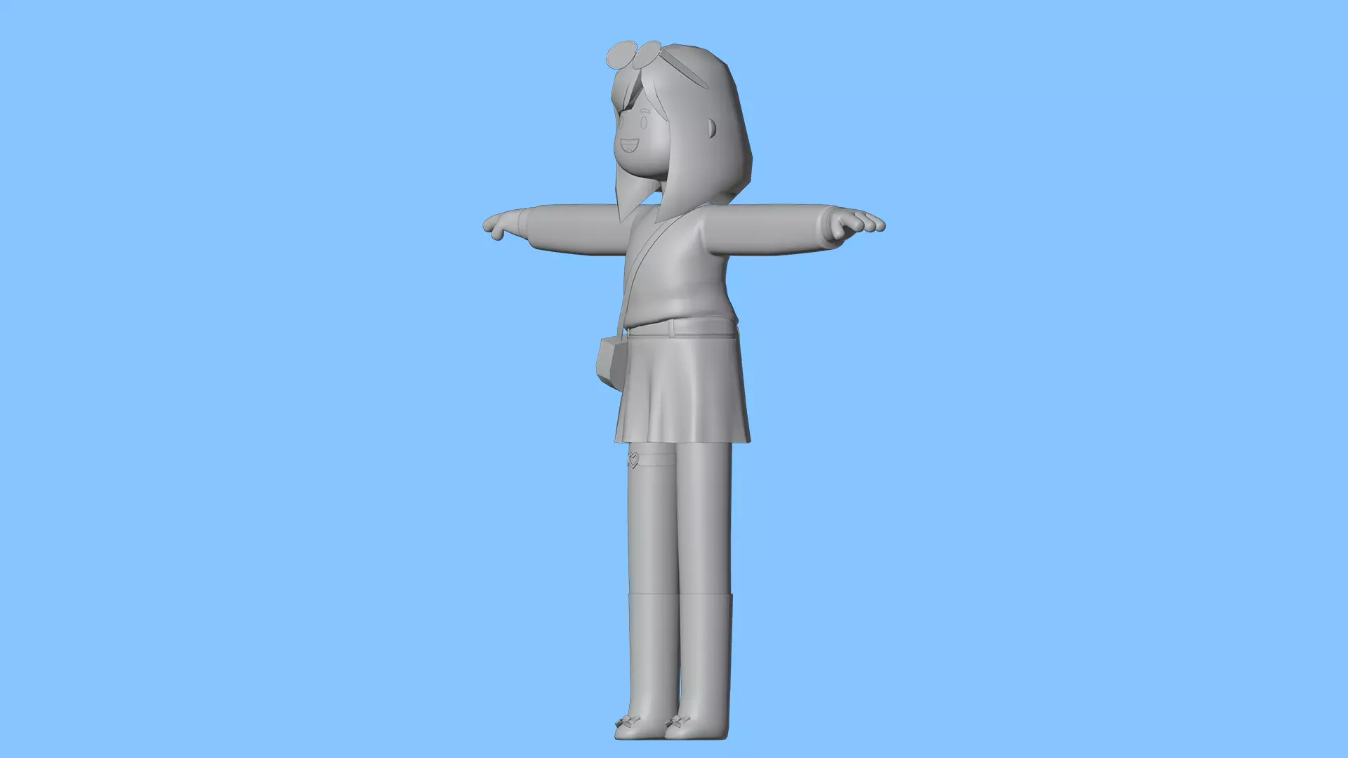 Minimal Cartoon Female Character Low-poly 3D model_25