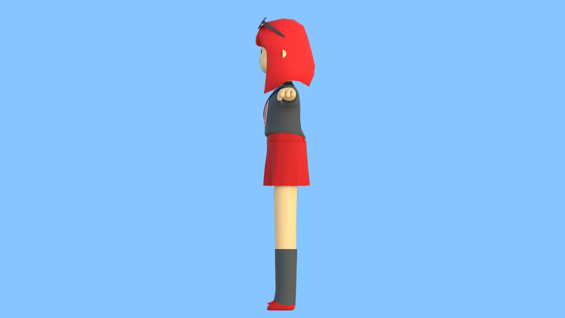 Minimal Cartoon Female Character Low-poly 3D model_11