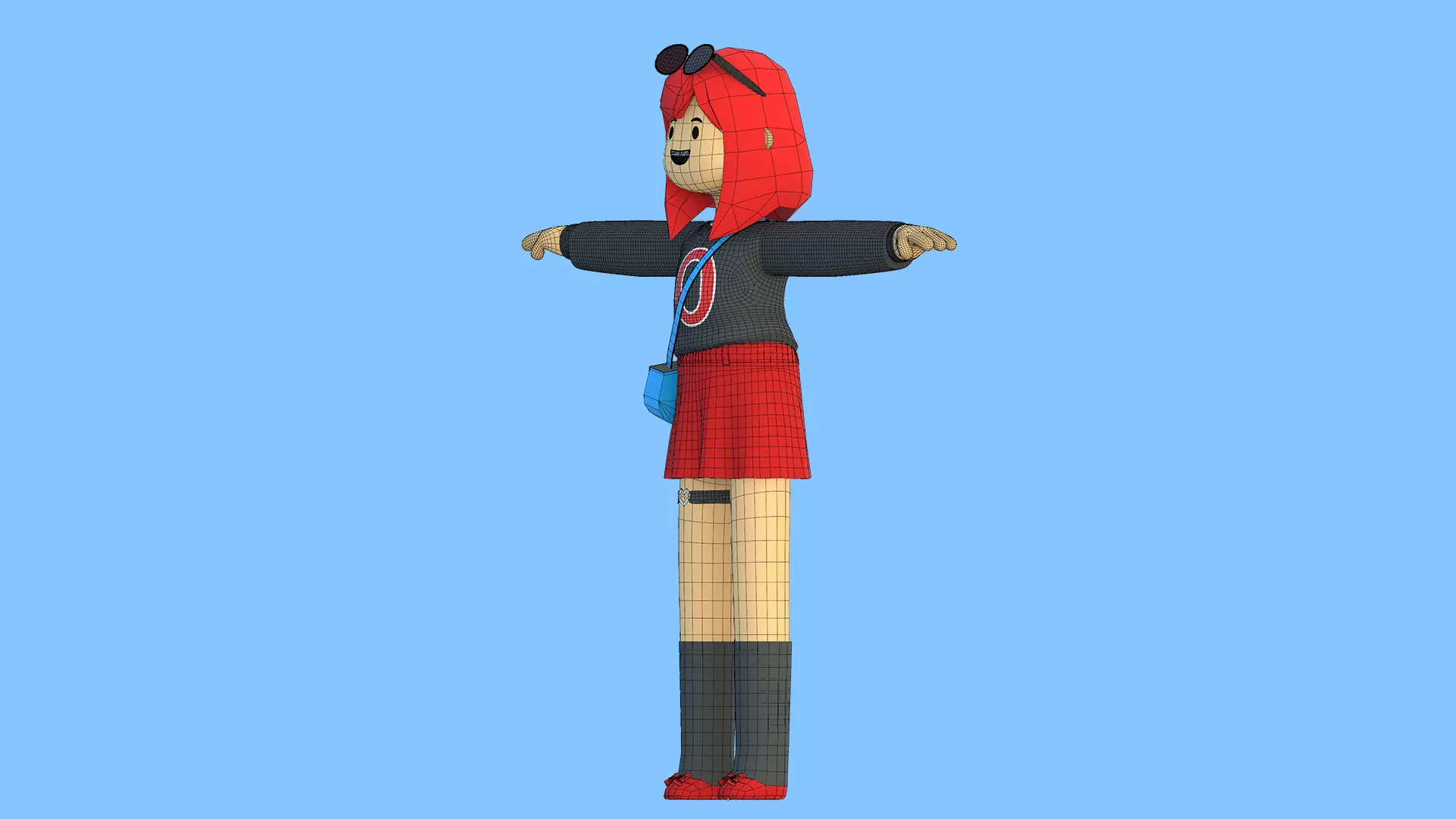 Minimal Cartoon Female Character Low-poly 3D model_37