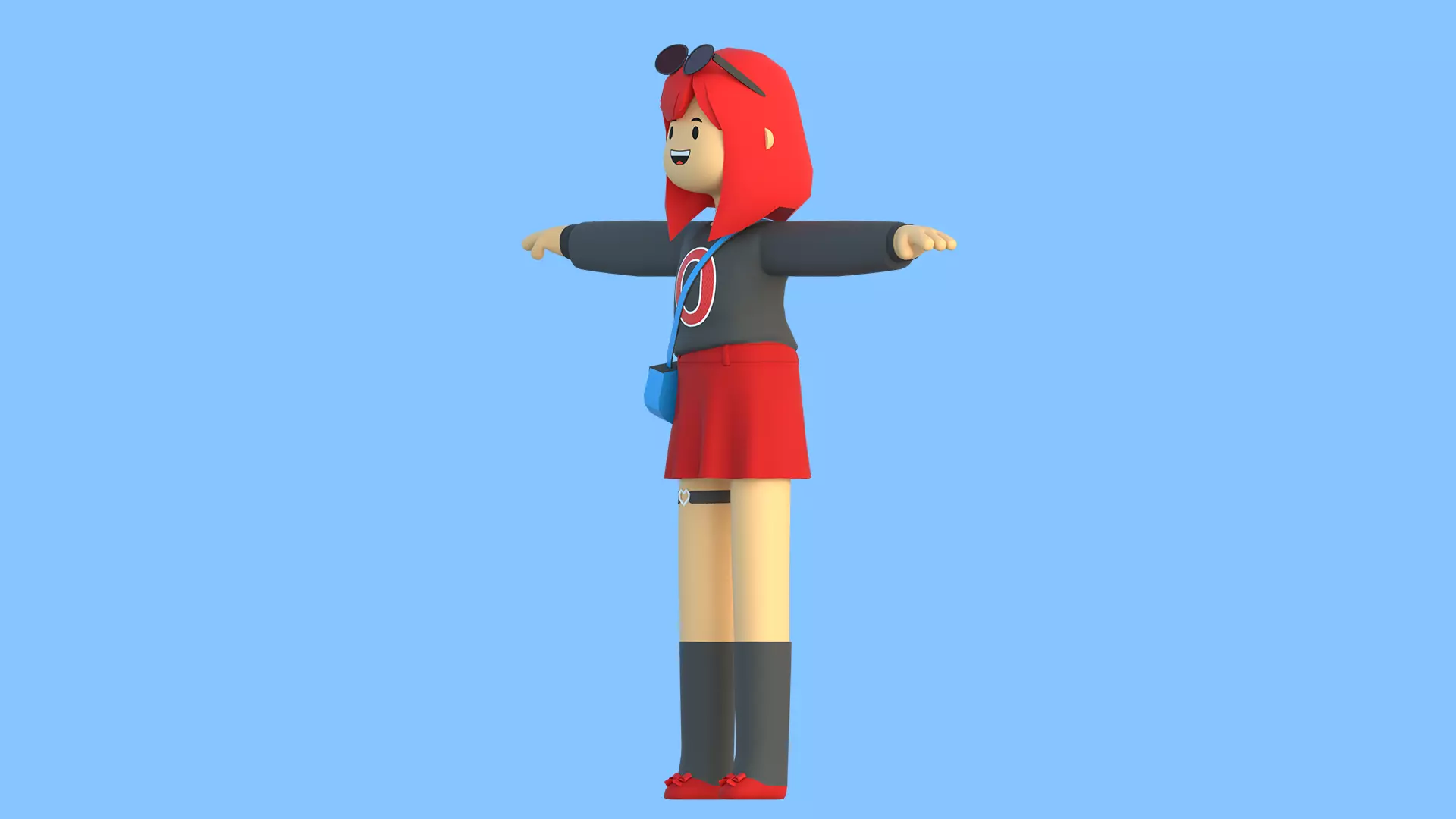 Minimal Cartoon Female Character Low-poly 3D model_13