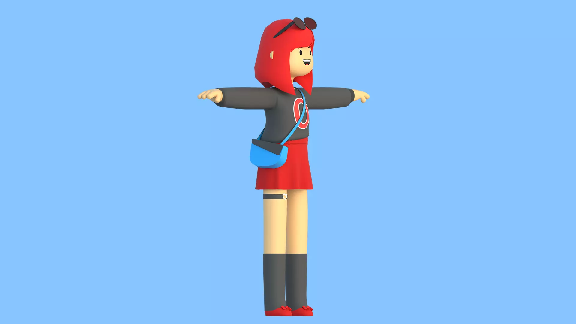 Minimal Cartoon Female Character Low-poly 3D model_12