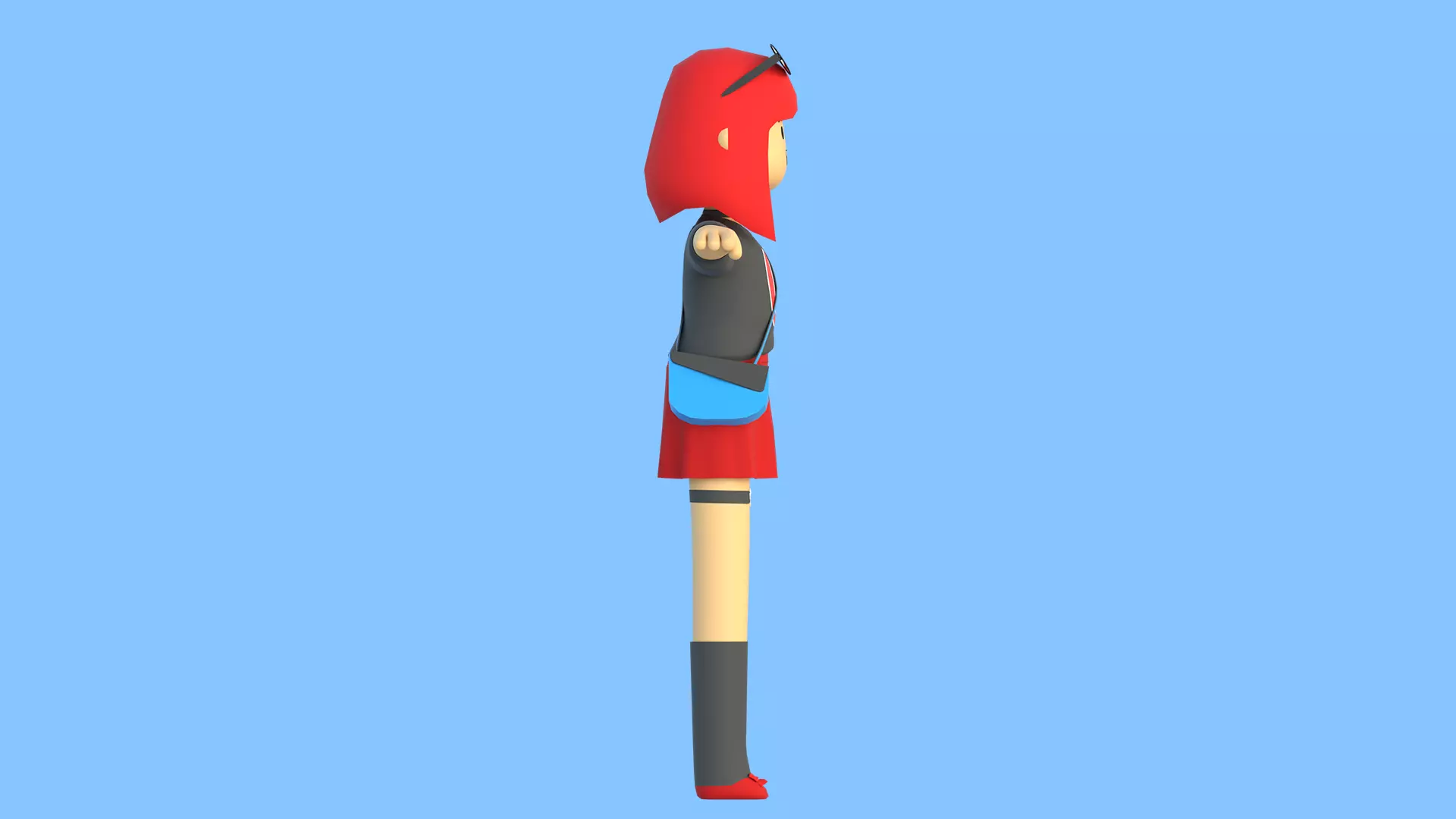 Minimal Cartoon Female Character Low-poly 3D model_9