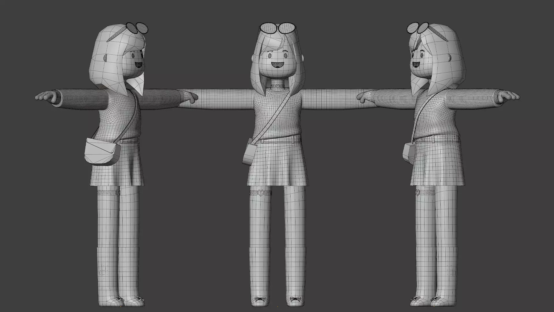 Minimal Cartoon Female Character Low-poly 3D model_7