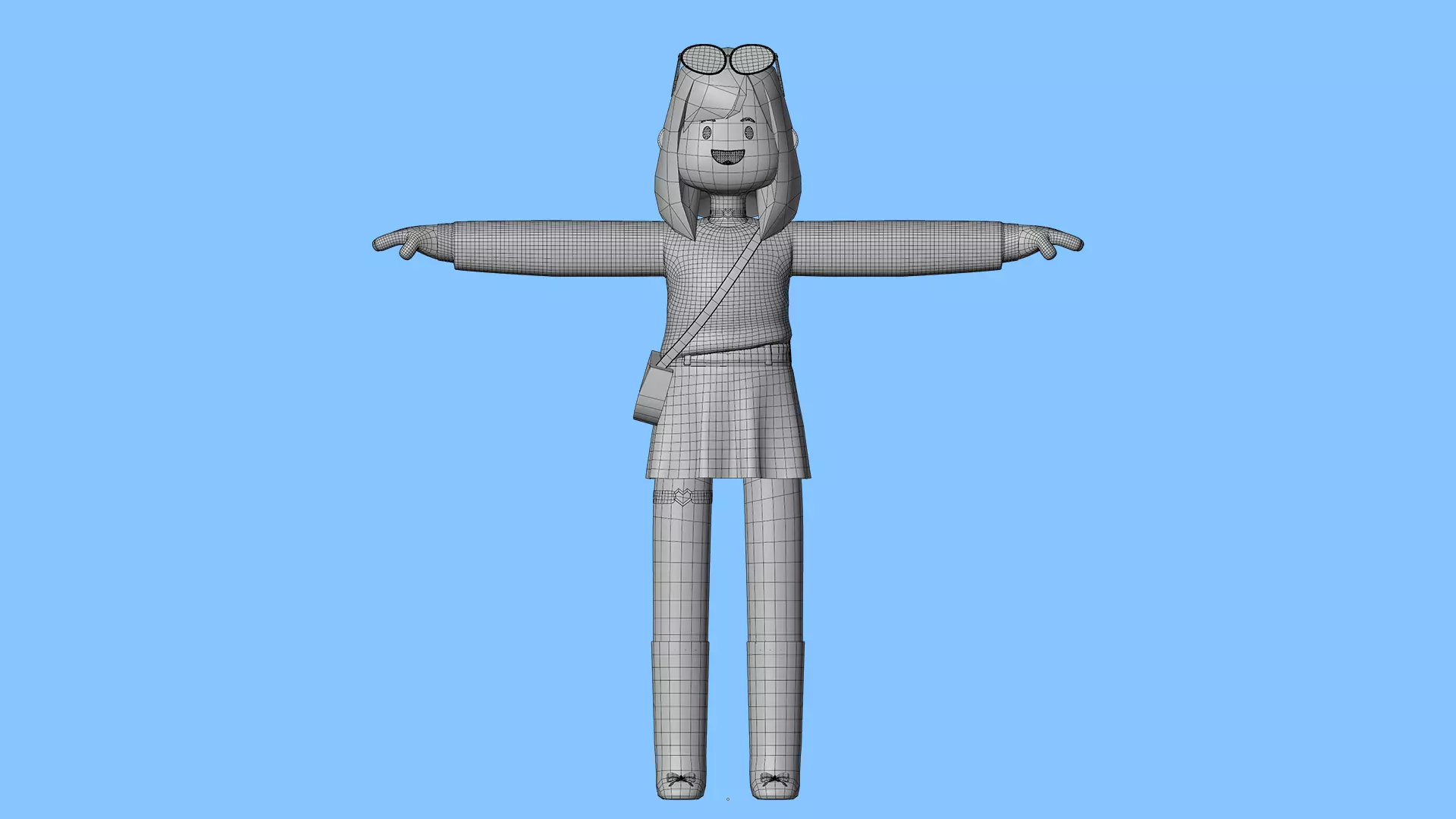 Minimal Cartoon Female Character Low-poly 3D model_26