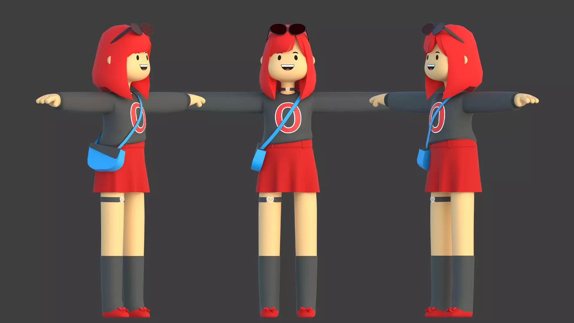 Minimal Cartoon Female Character Low-poly 3D model_3