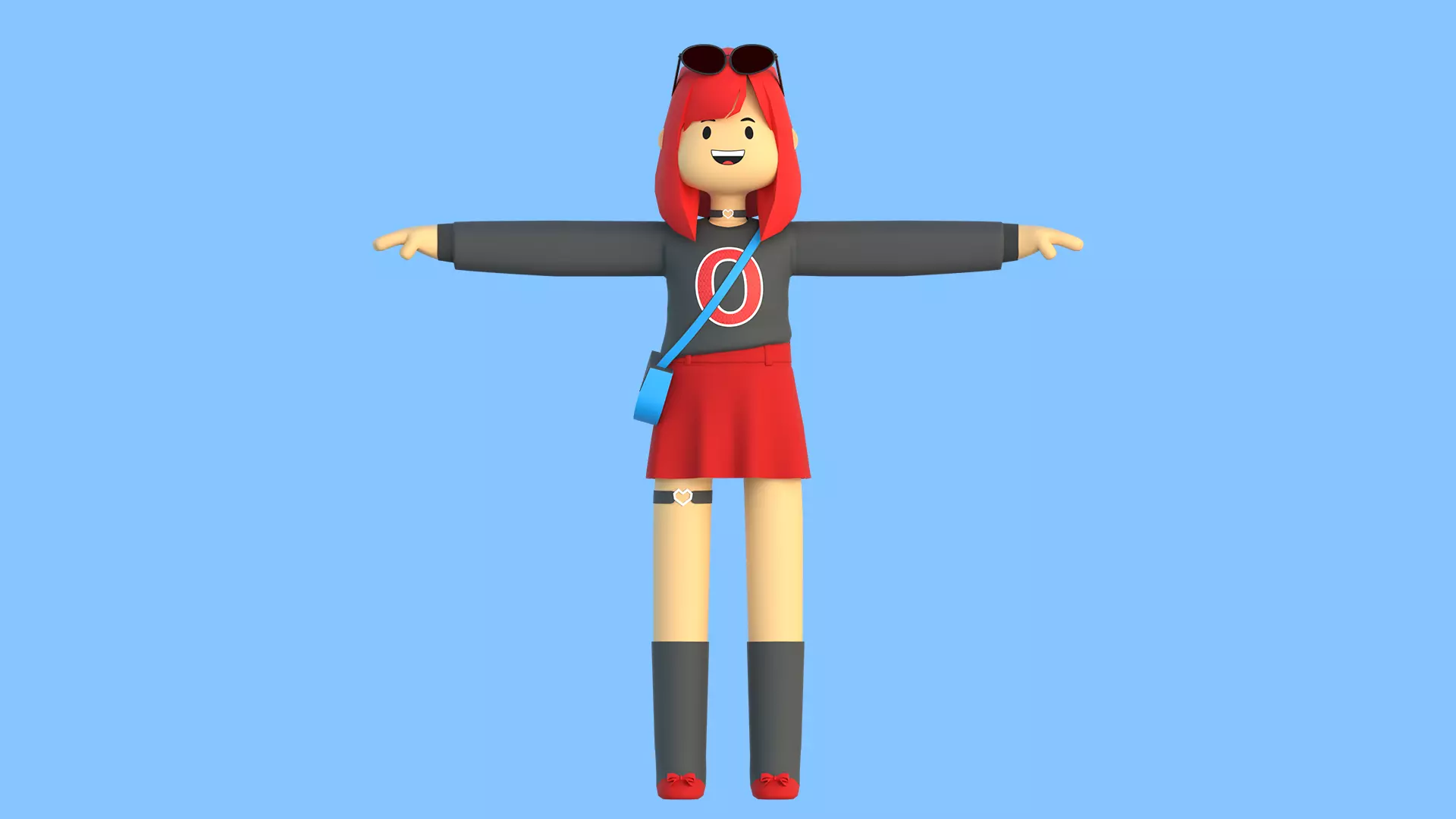 Minimal Cartoon Female Character Low-poly 3D model_8