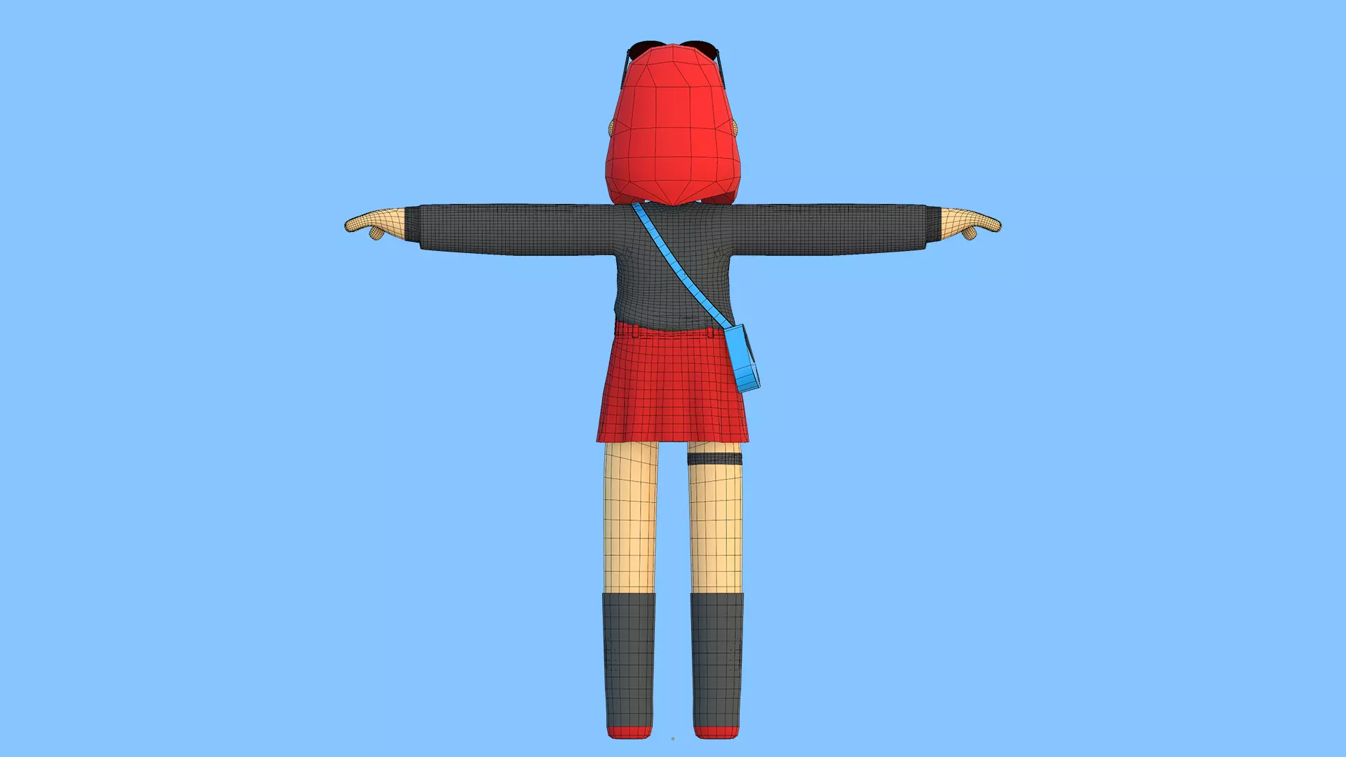 Minimal Cartoon Female Character Low-poly 3D model_34