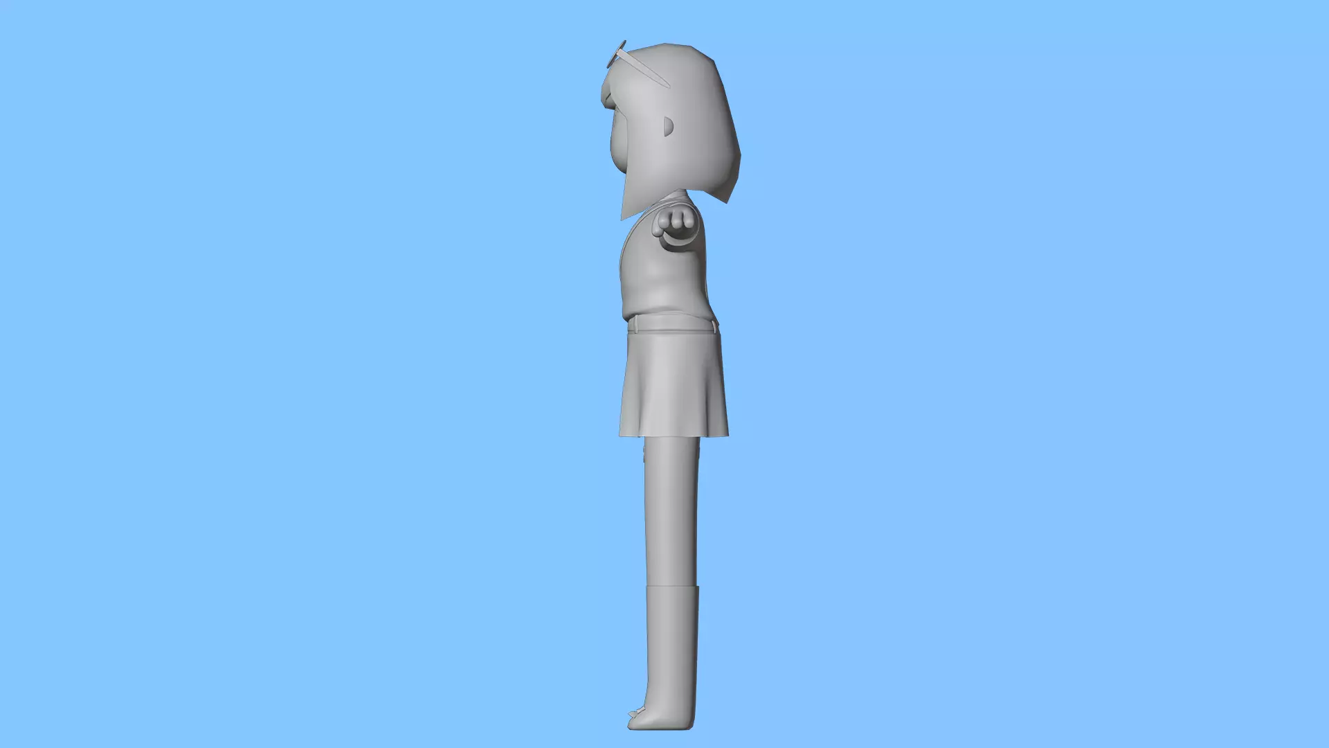 Minimal Cartoon Female Character Low-poly 3D model_23