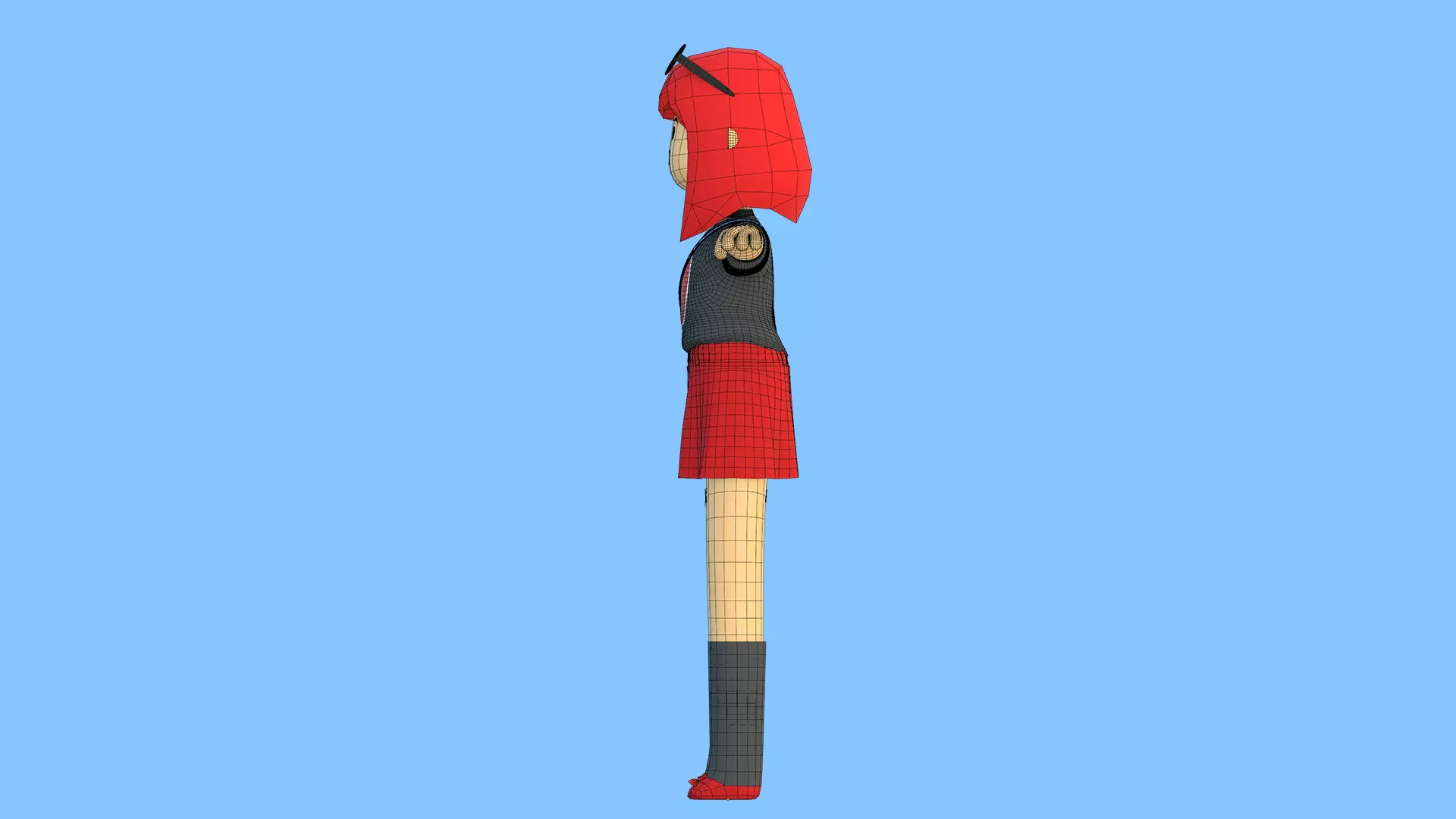 Minimal Cartoon Female Character Low-poly 3D model_35