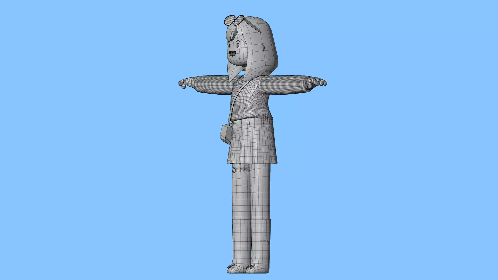 Minimal Cartoon Female Character Low-poly 3D model_31