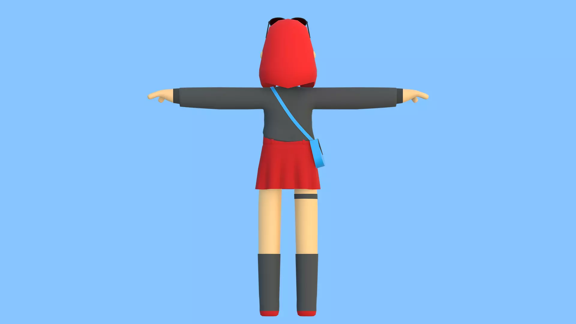 Minimal Cartoon Female Character Low-poly 3D model_16