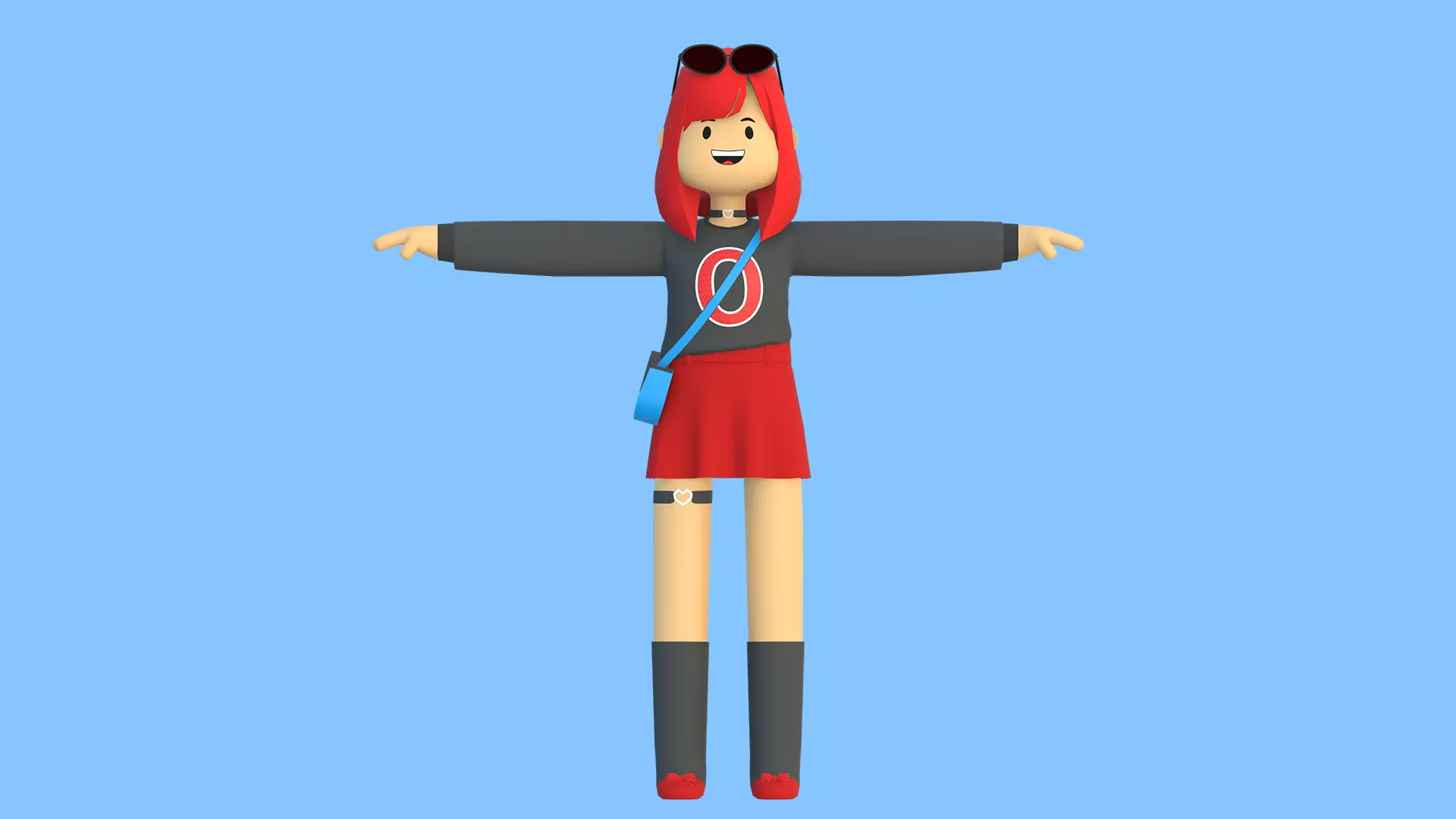 Minimal Cartoon Female Character Low-poly 3D model_14