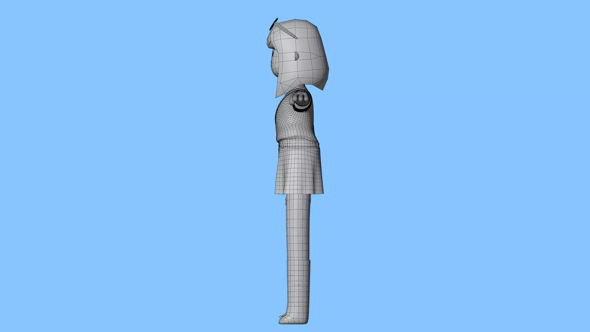 Minimal Cartoon Female Character Low-poly 3D model_29
