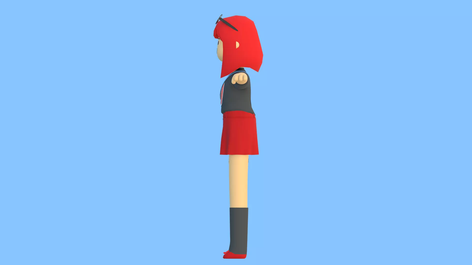 Minimal Cartoon Female Character Low-poly 3D model_17