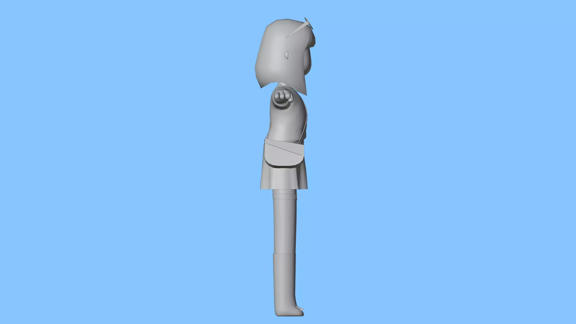 Minimal Cartoon Female Character Low-poly 3D model_21