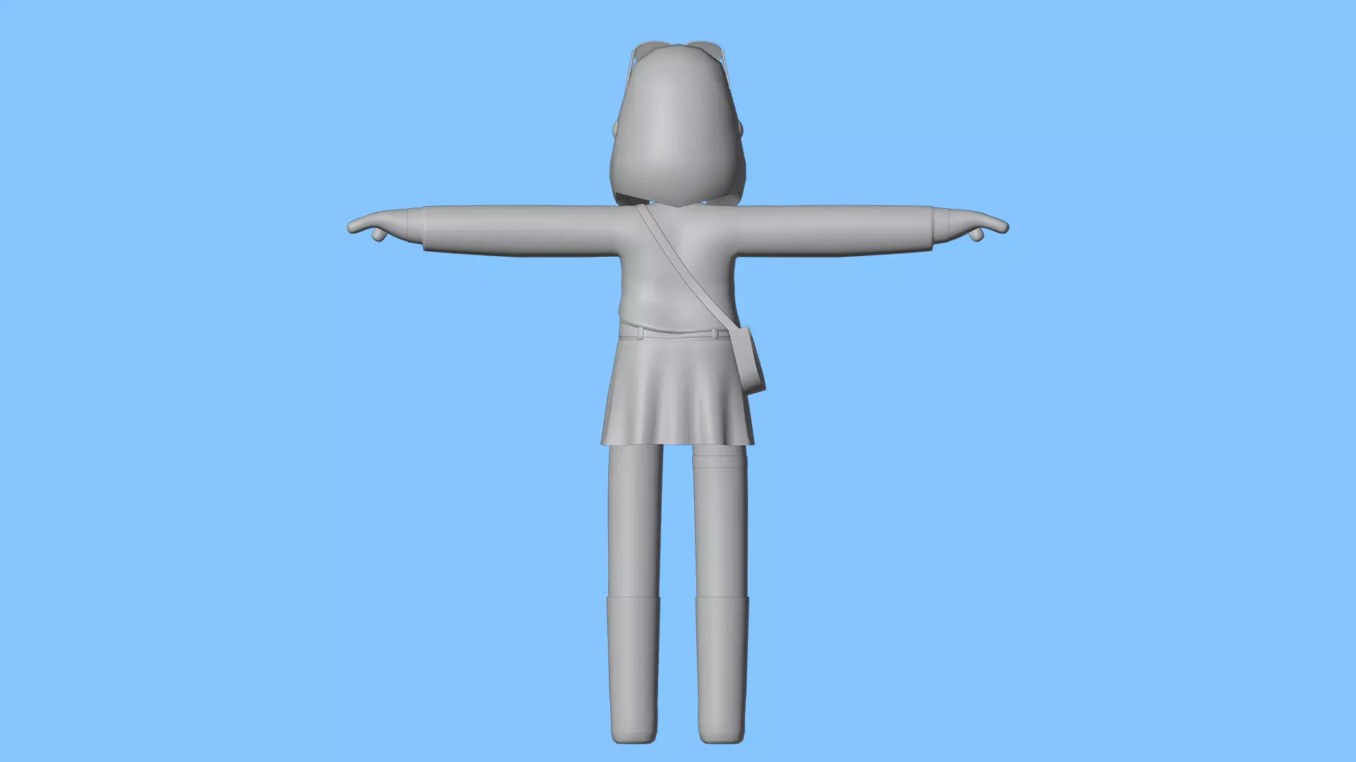 Minimal Cartoon Female Character Low-poly 3D model_22