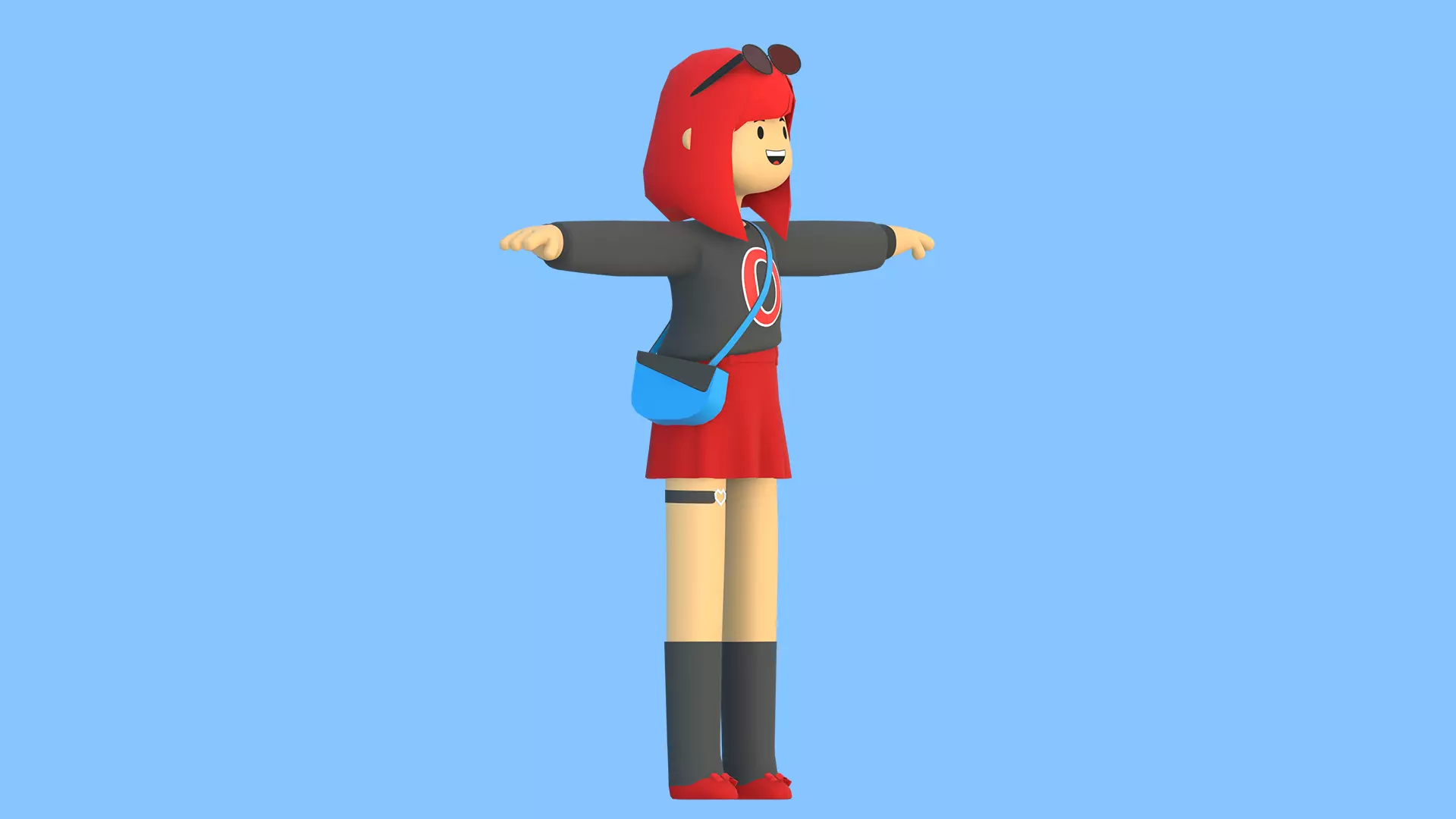 Minimal Cartoon Female Character Low-poly 3D model_18