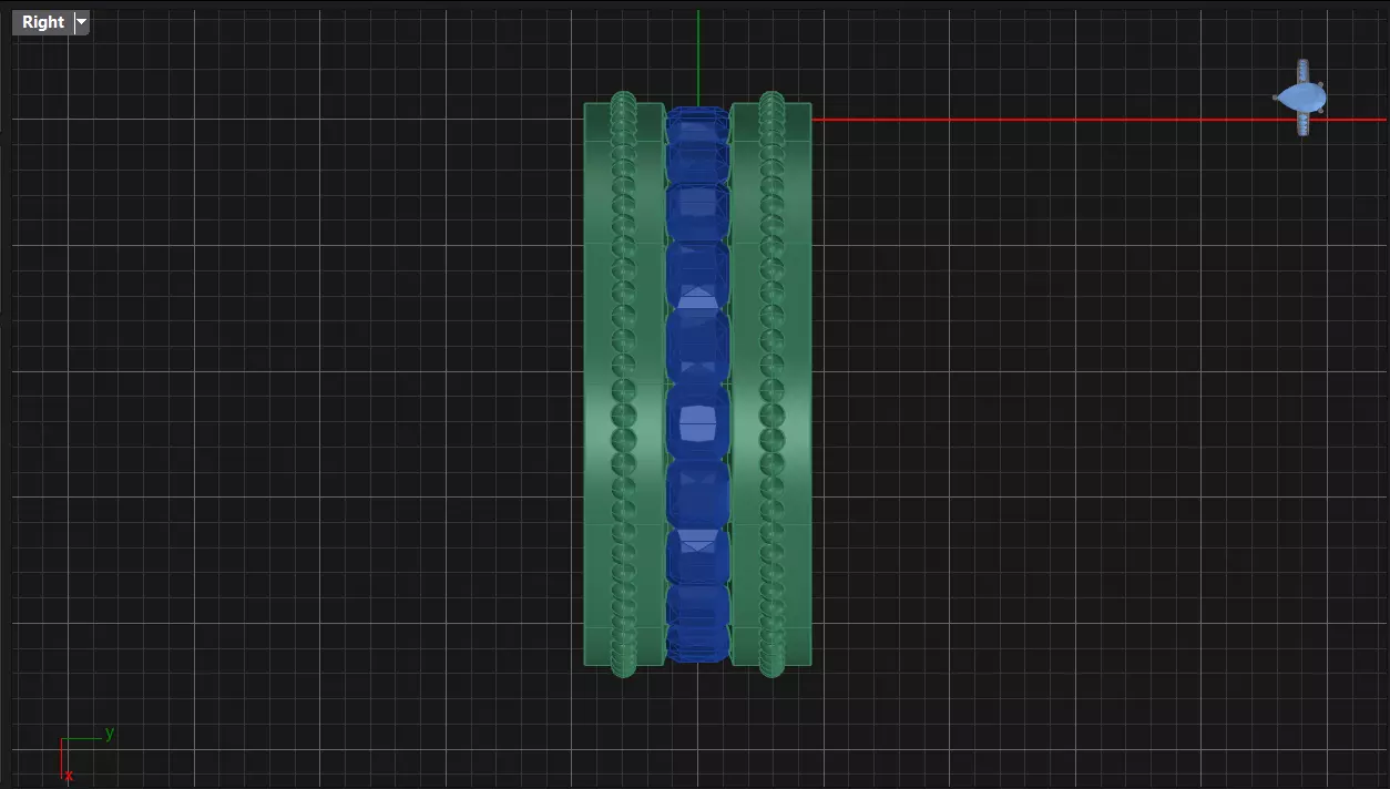 Channel Set Radiant Square eternity ring w bead N04 3036CT EU54 3D print model_8
