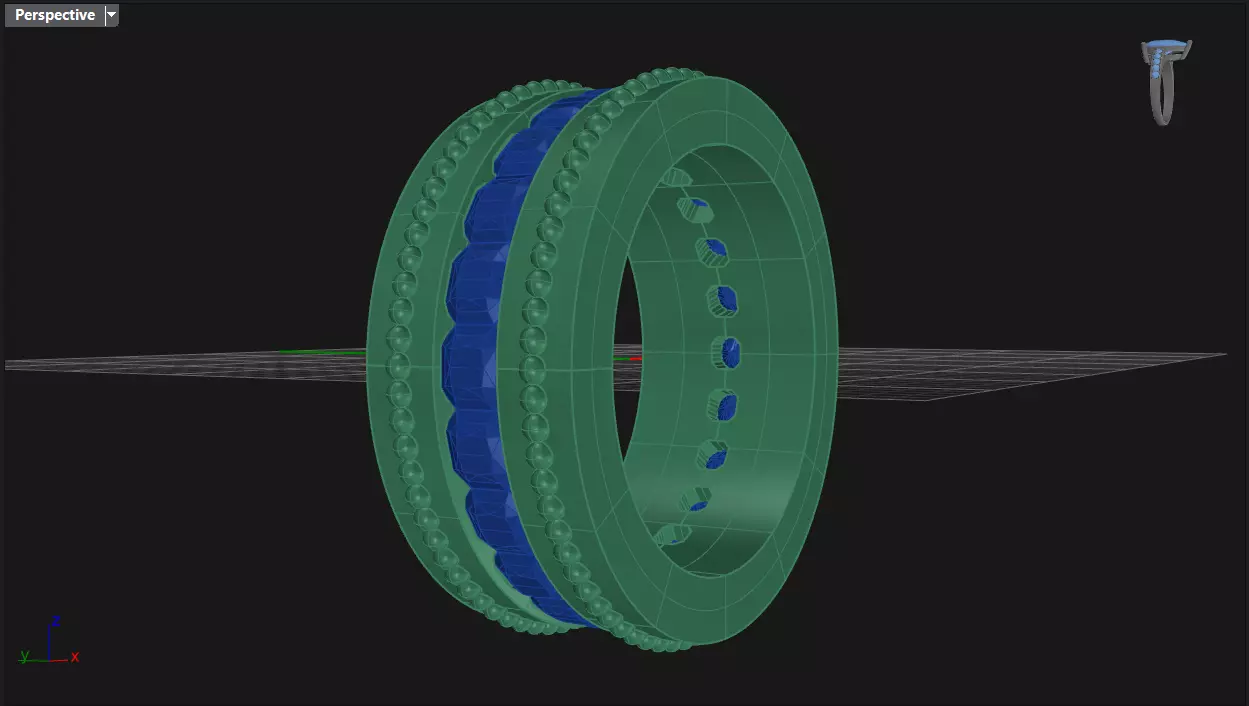 Channel Set Radiant Square eternity ring w bead N04 3036CT EU54 3D print model_5