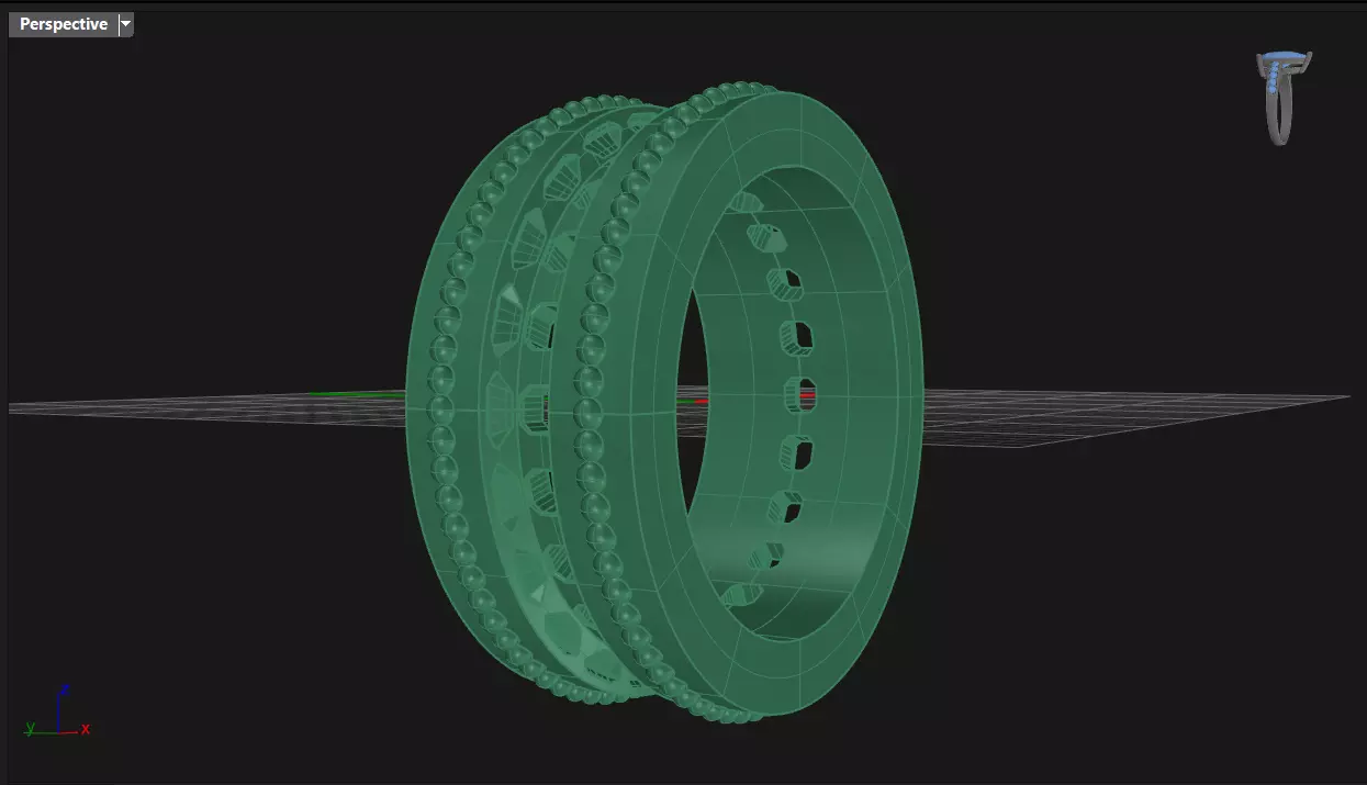 Channel Set Radiant Square eternity ring w bead N04 3036CT EU54 3D print model_9