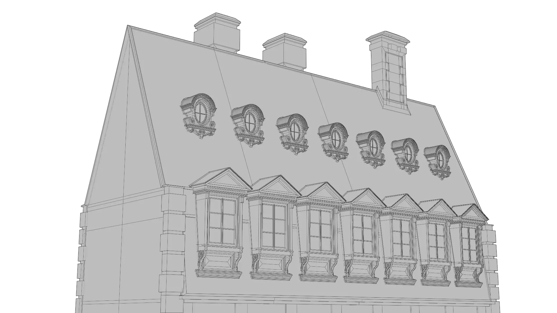 Classical European Building - House 30 3D model_11