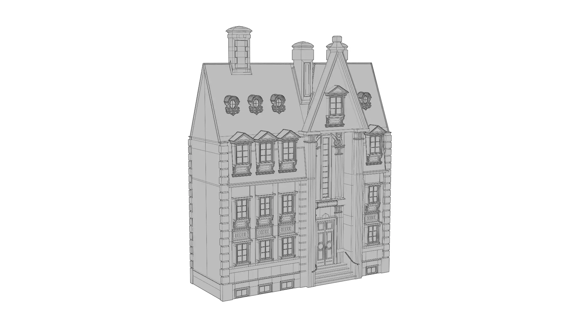 Classical European Building - House 30 3D model_8