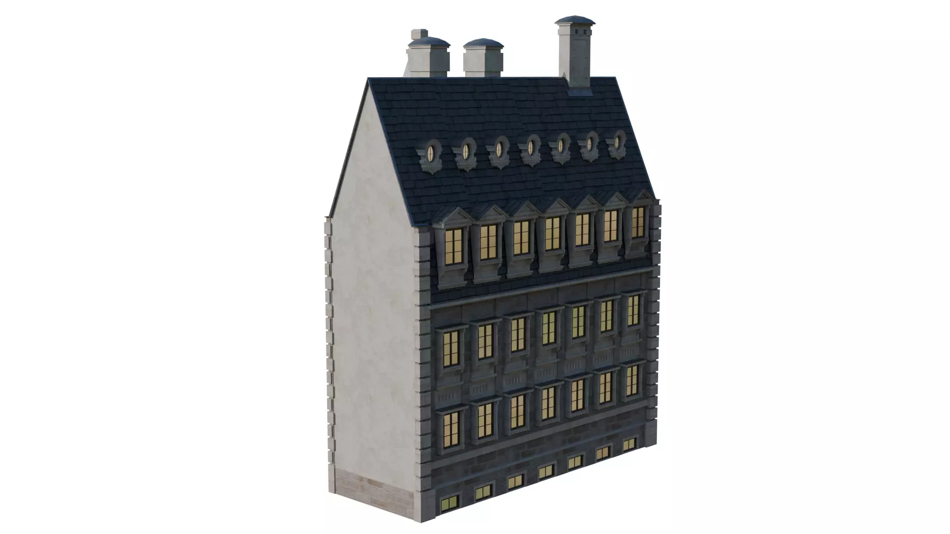 Classical European Building - House 30 3D model_4
