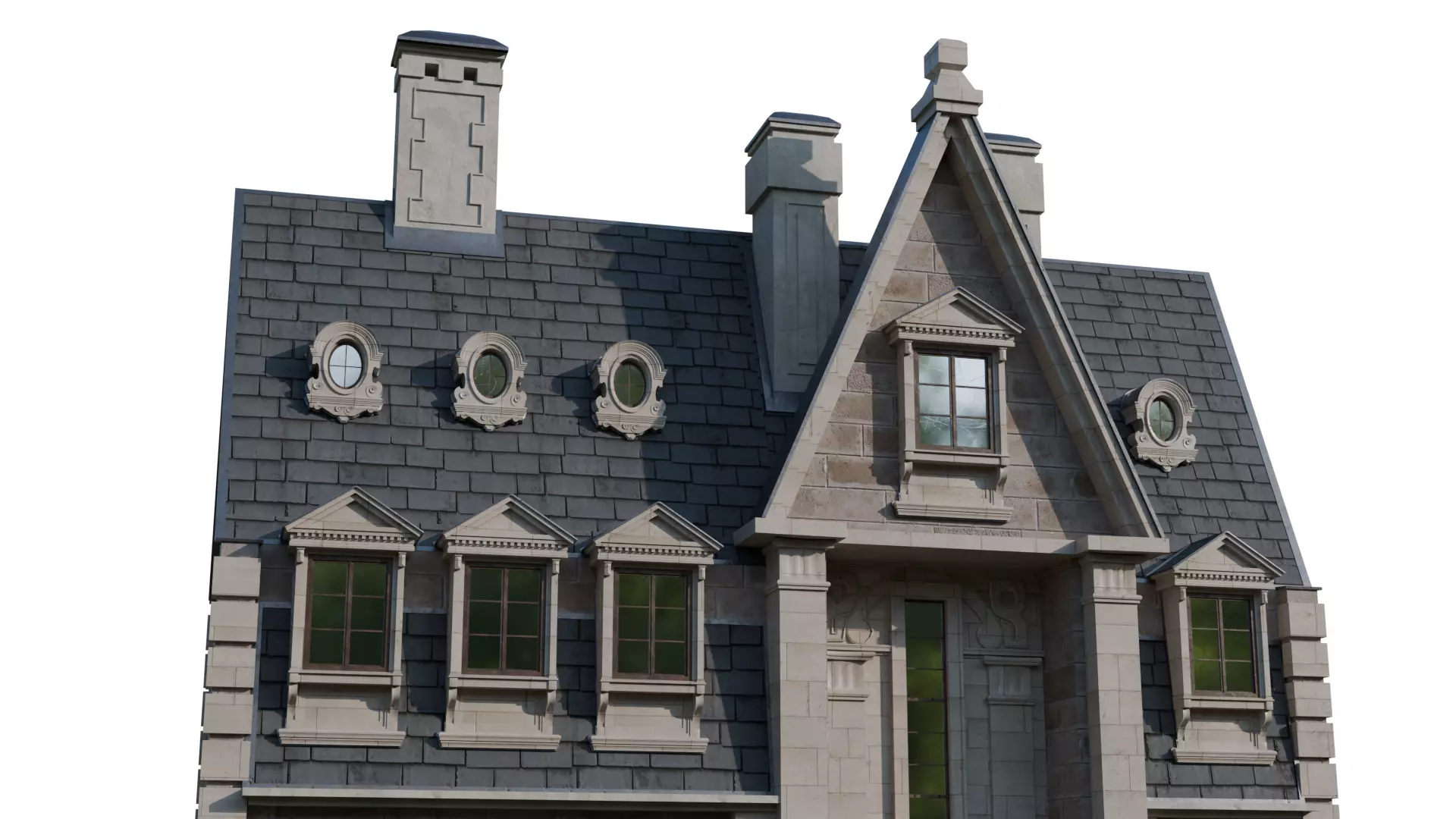 Classical European Building - House 30 3D model_6