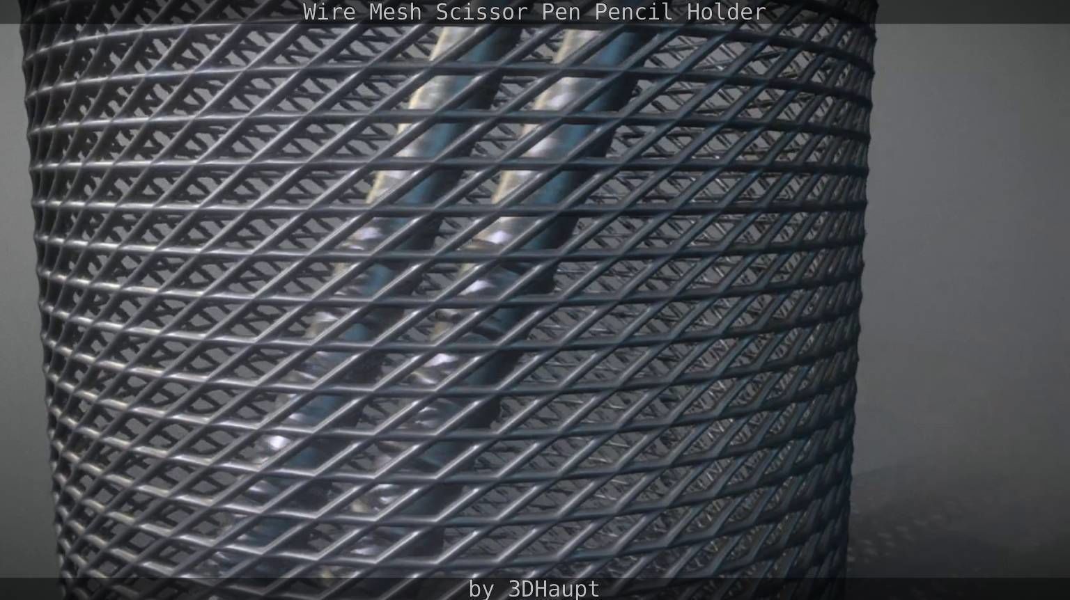 Wire Mesh Scissor Pen Pencil Holder 3D model_49
