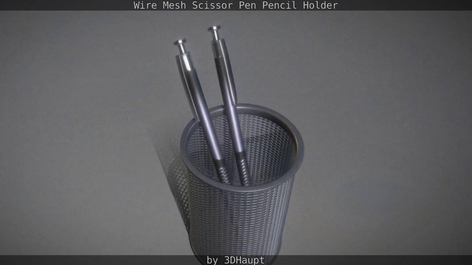 Wire Mesh Scissor Pen Pencil Holder 3D model_80