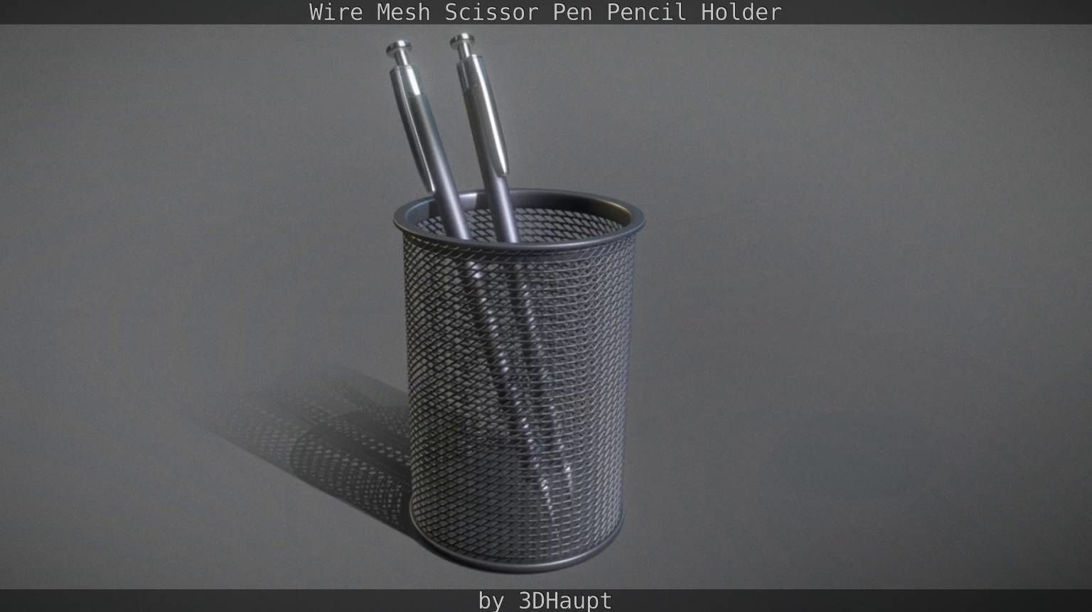 Wire Mesh Scissor Pen Pencil Holder 3D model_4