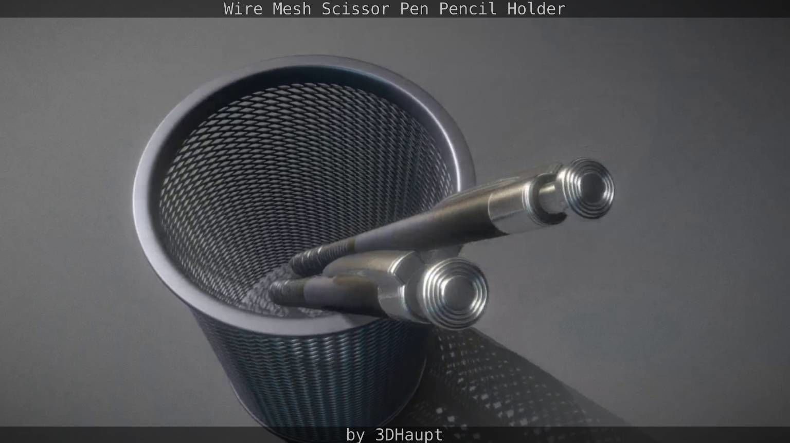 Wire Mesh Scissor Pen Pencil Holder 3D model_26