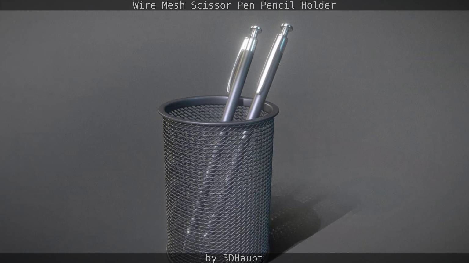 Wire Mesh Scissor Pen Pencil Holder 3D model_37