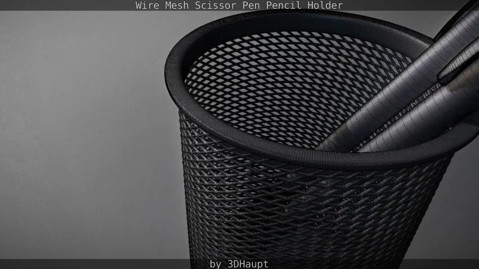 Wire Mesh Scissor Pen Pencil Holder 3D model_72